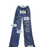 Pretty Little Thing Womens Blue High-Waisted Distressed Straight Leg Jeans Sz 4