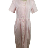 Vintage Talbots Pink Button-Down Short Sleeve Midi Dress With Pockets Sz 4P