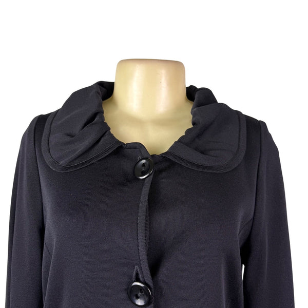 Exclusively Misook Womens Black Acrylic Button-Front Jacket Size SP
