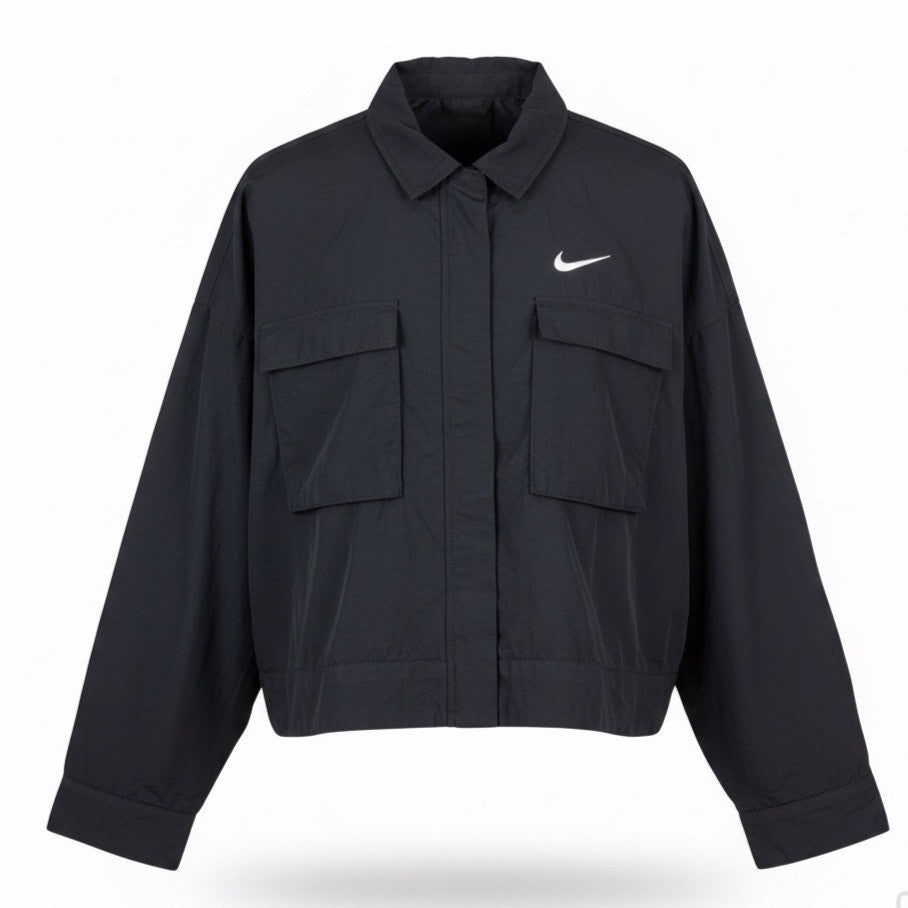 Nike Womens Black Jacket Cropped Utility Pockets Size L