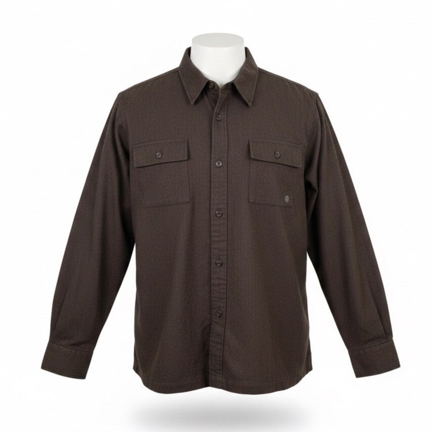 Eddie Bauer Mens Dark Brown Cotton Long Sleeve Button-Up Shirt Casual Sz XXL