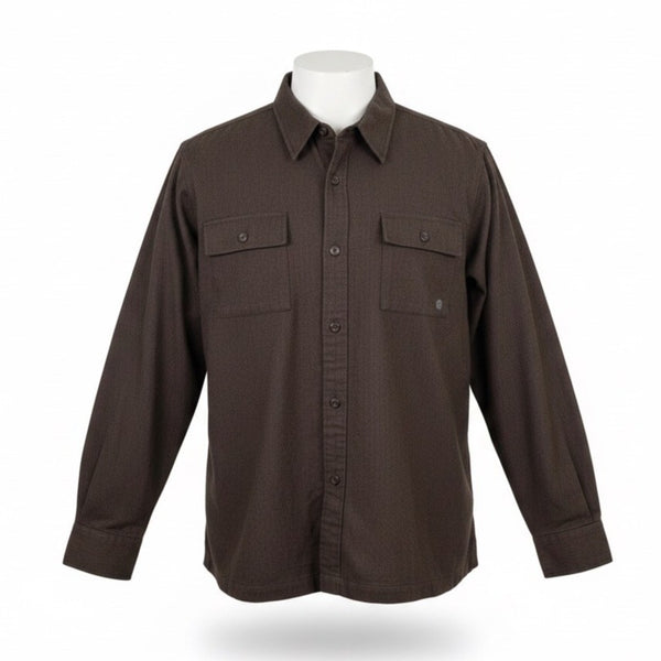 Eddie Bauer Mens Dark Brown Cotton Long Sleeve Button-Up Shirt Casual Sz XXL
