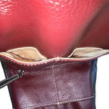 Women’s Burgundy Leather Multiple Compartments Sling Adjustable Straps Backpack
