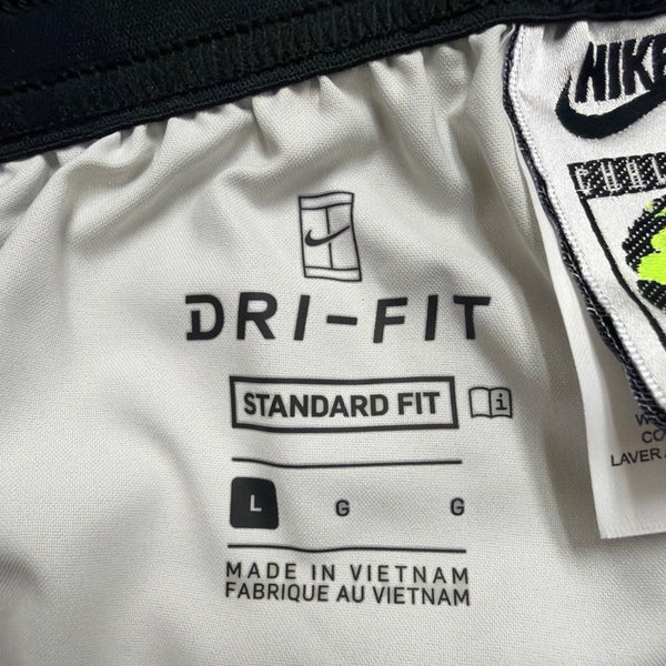 Nike Mens Grey Tennis Shorts With Neon Yellow Graphic Dri-Fit Standard Fit Sz L