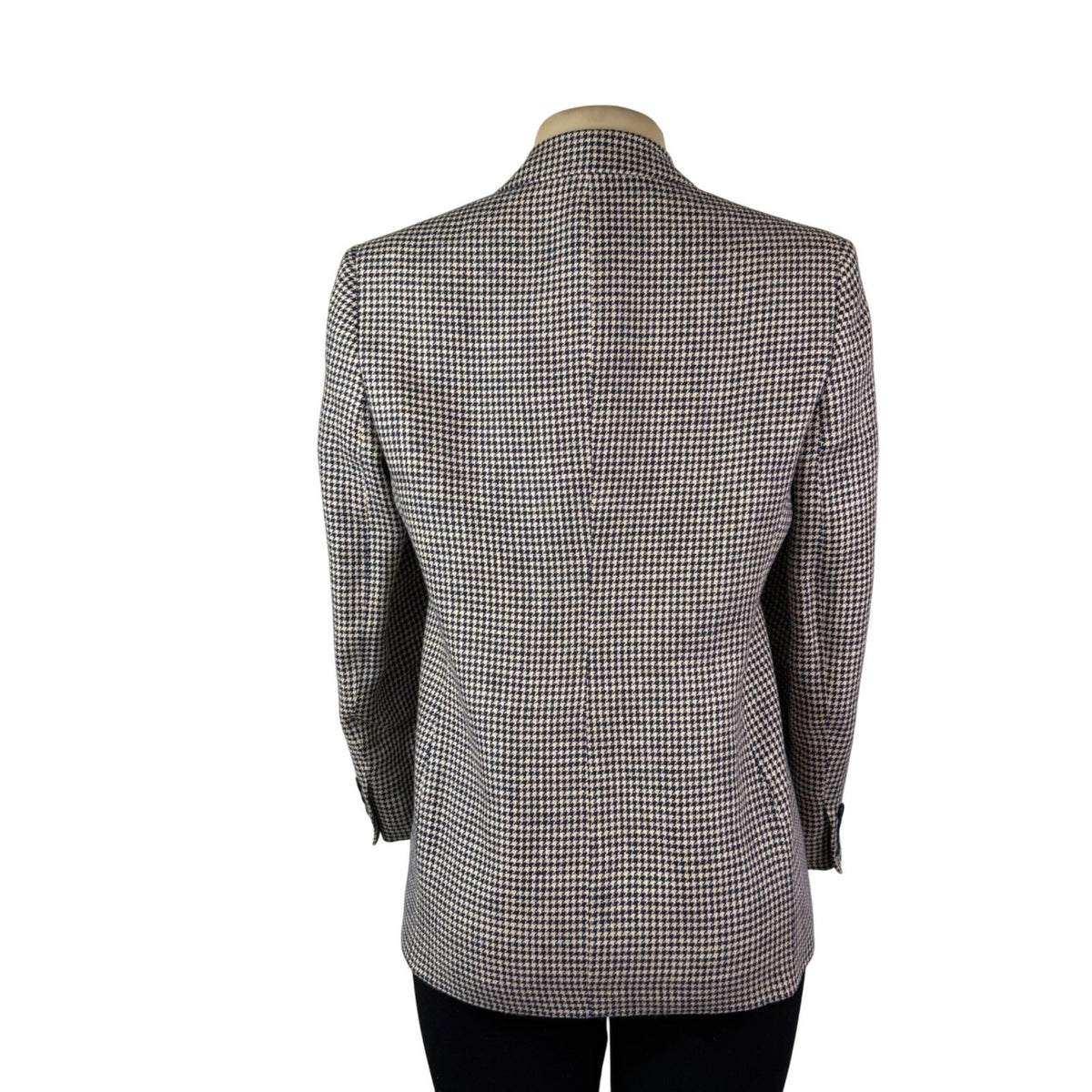 Lauren Ralph Lauren Womens Navy & Beige Houndstooth Linen Blazer Jacket Size 6P