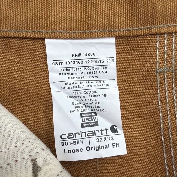 Carhartt Mens Brown Work Pants Loose Original Fit Durable Utility Sz 32x32