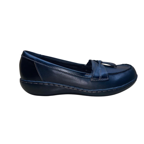Clarks Women’s Black Leather Wide Fit Ashland Bubble Comfort Loafers Size 7.5W