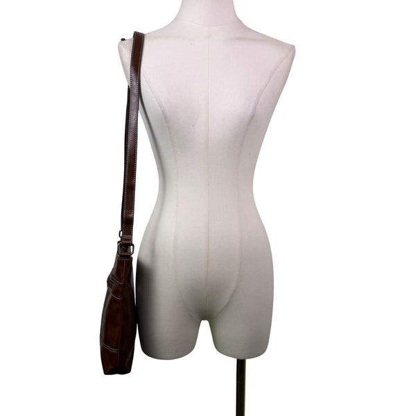 Nine West Women’s Brown Faux Leather Zip Closure Adjustable Strap Crossbody Bag