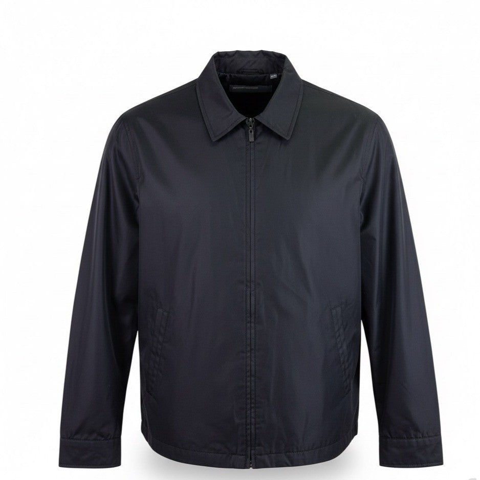 Perry Ellis Mens Black Polyester Zip-Up Jacket Lightweight Casual Fit Size L