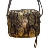Elliott Lucca Women’s Gold & Brown Metallic Snake Print Sequin Crossbody Bag