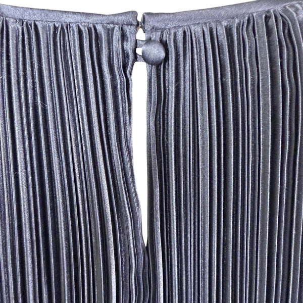 Ann Hobbs For Cattiva Womens Black Pleated Dress W/ Puff Sleeves Checked Sz M