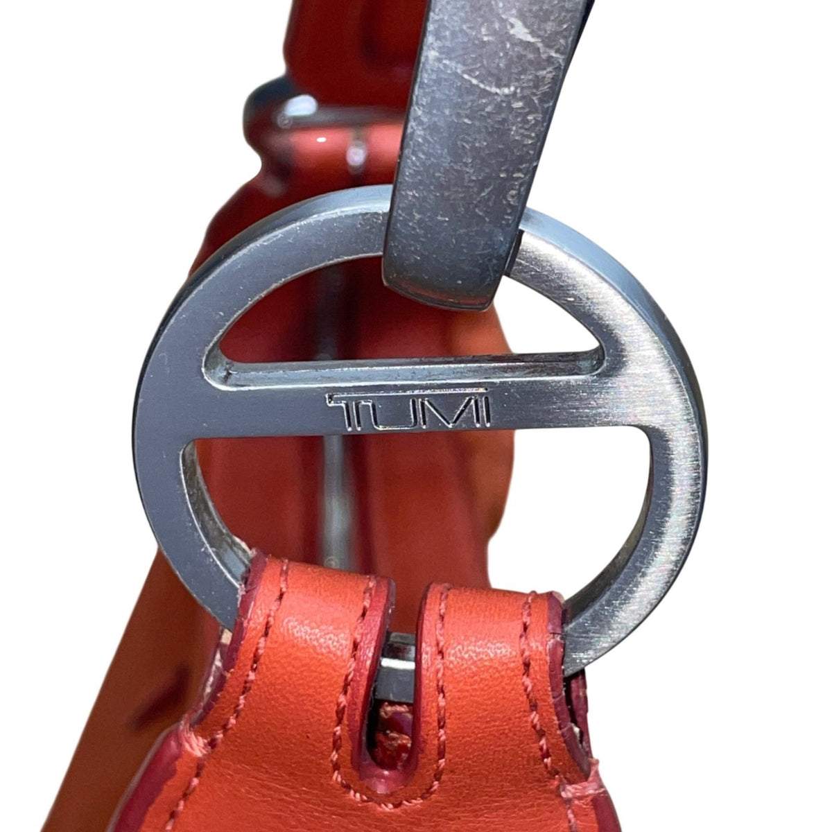 Tumi Women’s Orange Nylon Zip Top Front Zipper Accents Shoulder Bag