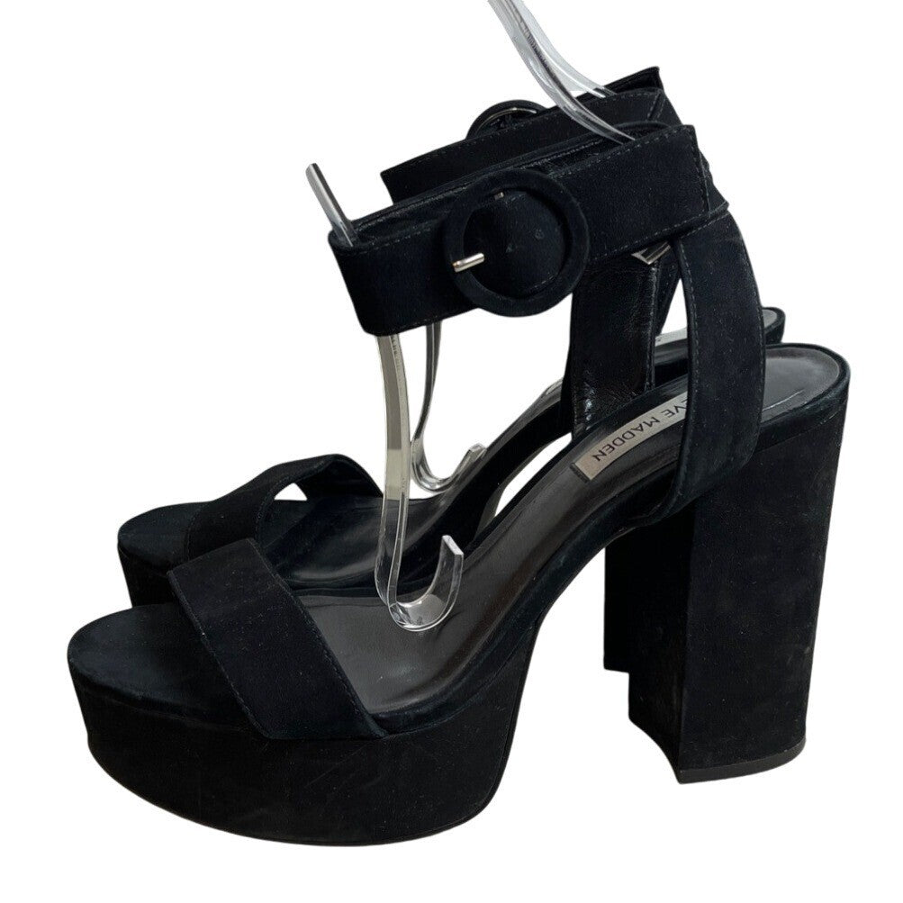 Steve Madden Women's Black Suede Leather Strapped High Heels Sz 10M