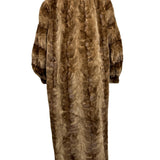 Vintage Gartenhaus Brown Long Fur Coat for Women