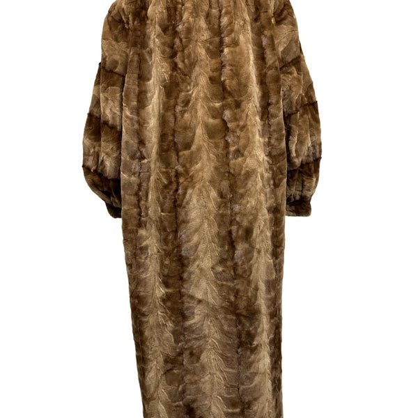 Vintage Gartenhaus Brown Long Fur Coat for Women