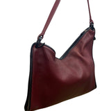 Burgundy Shoulder Bag With Black Trim Faux Leather Classic Design