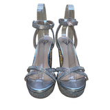 Windsor Women’s Silver Rhinestone Platform Chunky Heel Dearly X77 Sandals Size 6