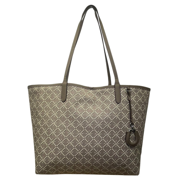 Lauren Ralph Lauren Women’s Gray Monogram Faux Leather Shoulder Straps Tote Bag