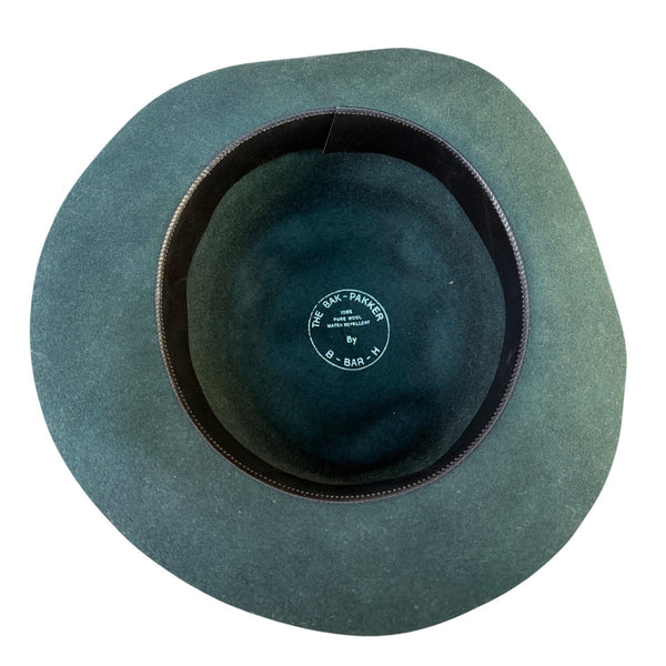 The Bak-Pakker By B-Bar-H Mens Green Wool Fedora Water Repellent Vintage Hat