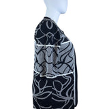 Misook Womens Black & White Knit Open Cardigan Sweater Abstract Pattern Sz XL