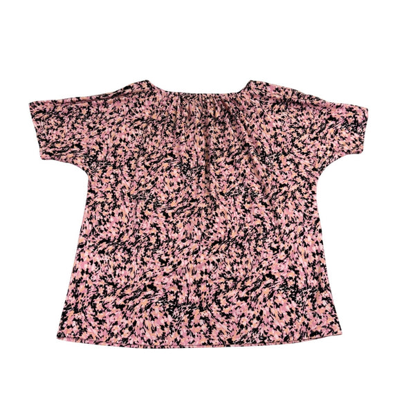 JM Collection Womens Pink Black Printed Blouse Petites Size L