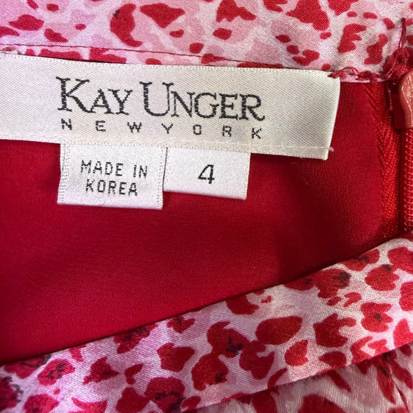Kay Unger Womens Pink Silk Snake Print Pants Lightweight Straight Leg Size 4