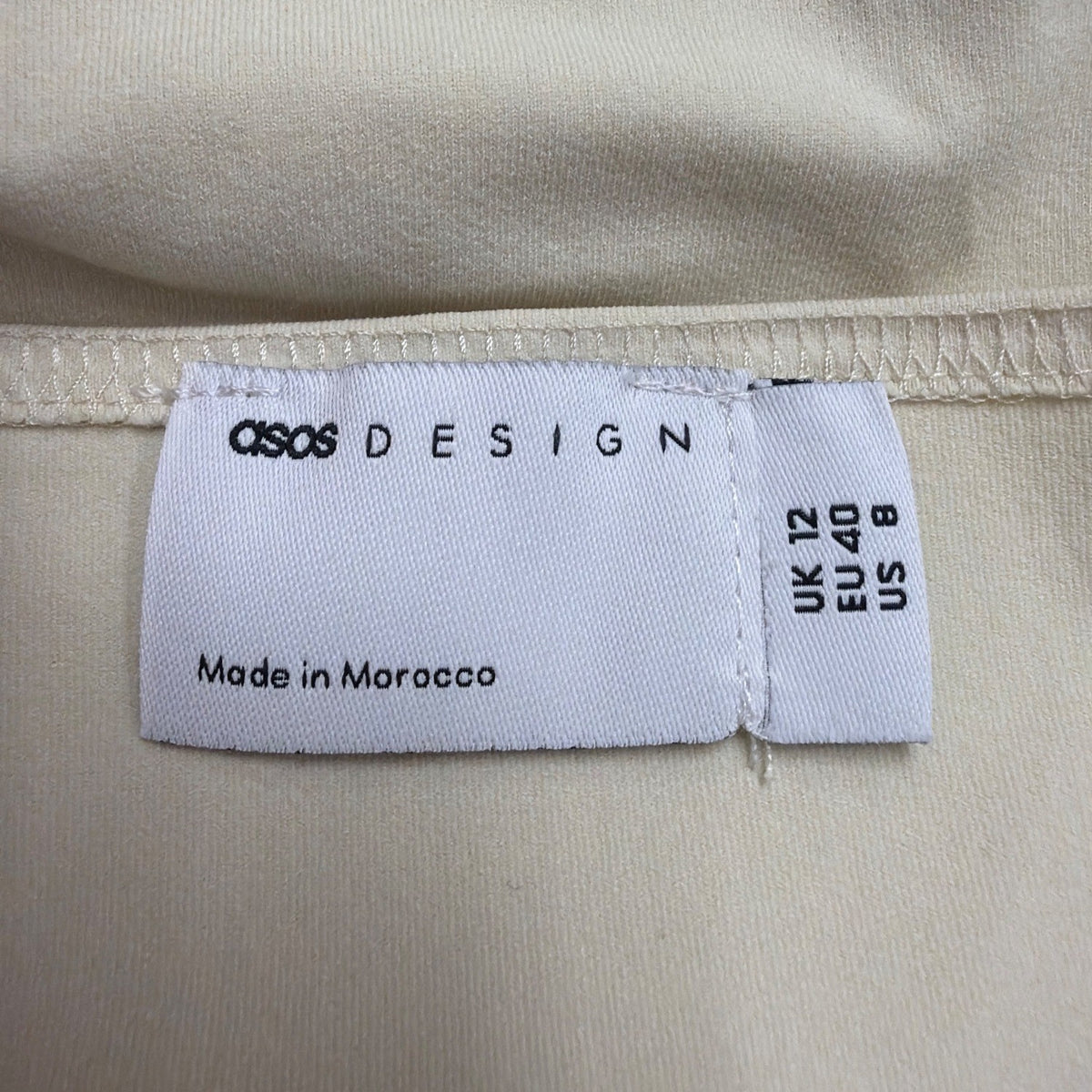 Asos Design Womens Ivory Maxi Dress Deep V Neck Tie Back Sz US 8 UK 12