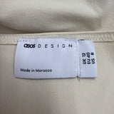 Asos Design Womens Ivory Maxi Dress Deep V Neck Tie Back Sz US 8 UK 12