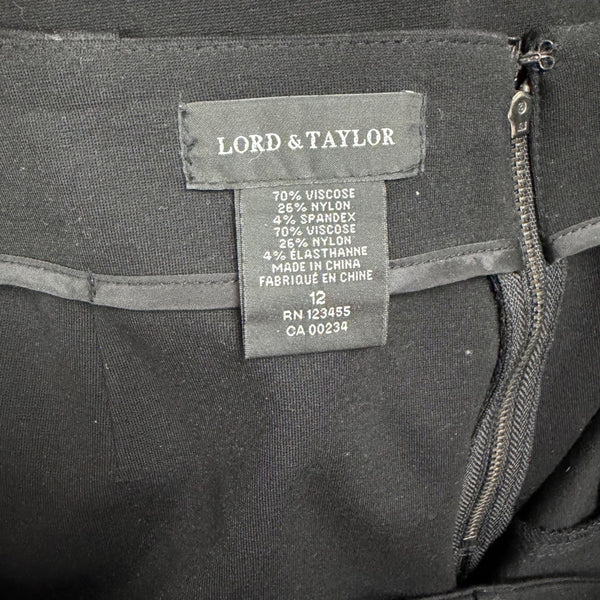 Lord & Taylor Womens Black Pencil Skirt Back Zip Stretch Fabric Sz 12
