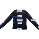 Cabo Womens Black Beaded Embroidered Long Sleeve Top Pull Tie Size S