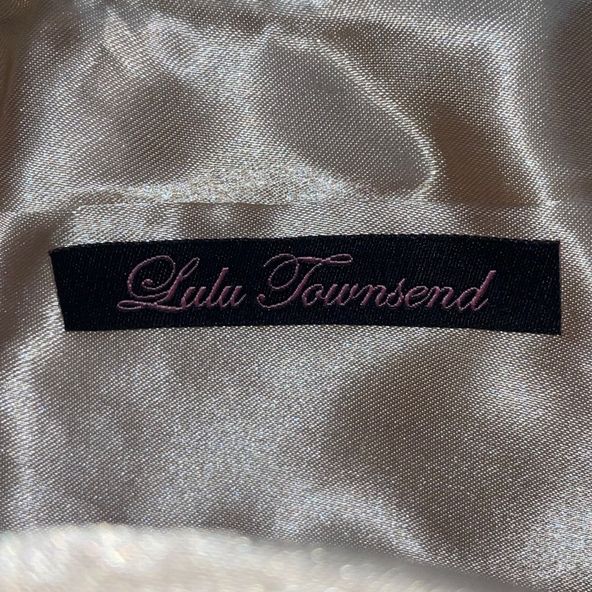 Lulu Townsend Women’s Beige Satin With Chain Strap  Pleated Clutch Evening Bag