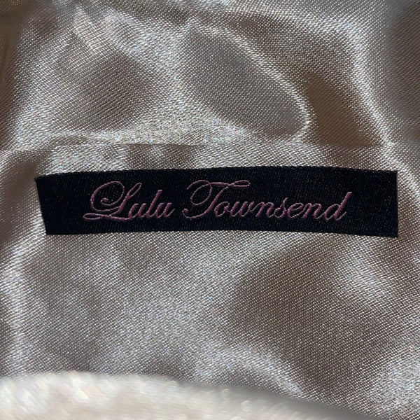 Lulu Townsend Women’s Beige Satin With Chain Strap  Pleated Clutch Evening Bag