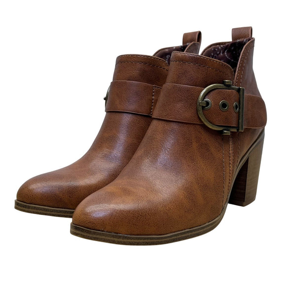 Baretraps Karina Women’s Brown With Buckle Detail Heeled Ankle Boots Size 6M