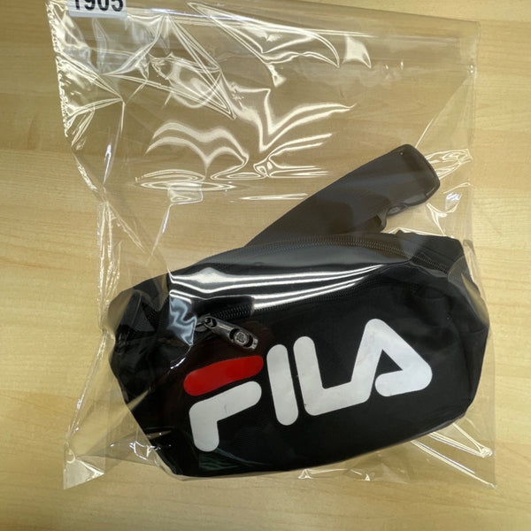 Fila Unisex Black Canvas Adjustable Strap Logo Waist Belt Bag