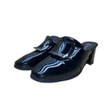 Starcate Women’s Black Patent & Silver Buckle Block Heel Slip-On Mules Size 37