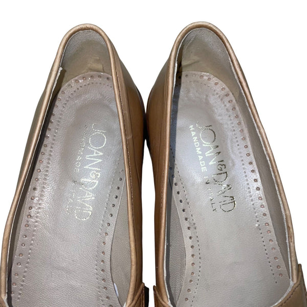Joan & David Women’s Tan & White Leather Dress Penny Loafers Shoes Size US8