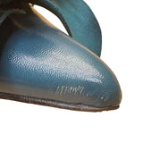 Costa Blanca Women’s Teal Blue Leather Pointed Toe Floral Detail Heels Size 8M