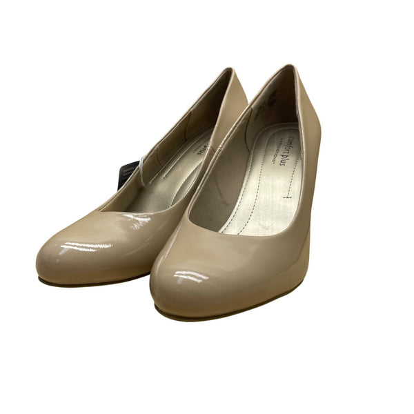 Comfort Plus By Predictions Women’s Nude Patent Leather Closed-Toe Heels Sz 8.5W