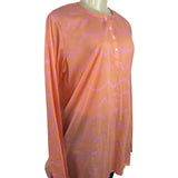 See Design Women’s Coral Long-Sleeve Tunic Blouse With Wave Pattern Sz L - New