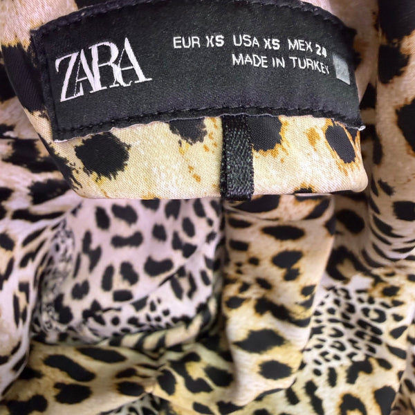 Zara Womens Animal Print Maxi Skirt Leopard Pattern Neutral Colors Sz XS 