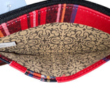 Plaid Women’s Red Faux Leather Clutch Pouch With Coin Purse & Tassel Keyring