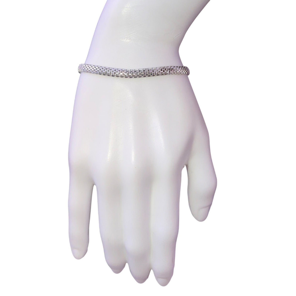 Sterling Silver Women’s Mesh Bracelet Italy 925 FAS Chain Design Sleek 