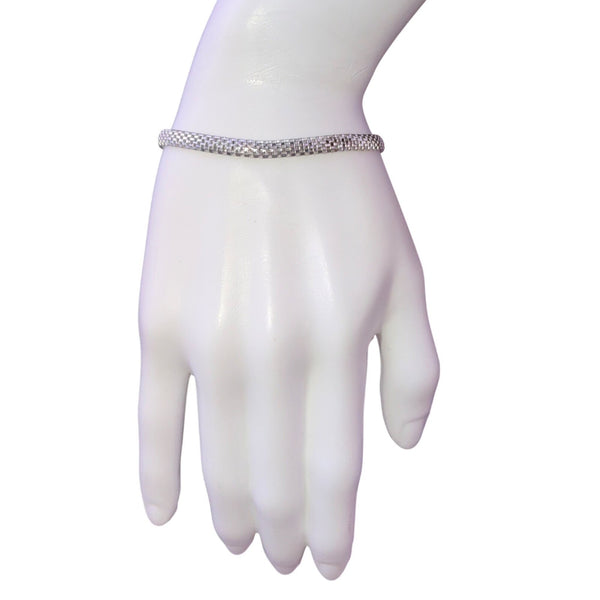 Sterling Silver Women’s Mesh Bracelet Italy 925 FAS Chain Design Sleek 