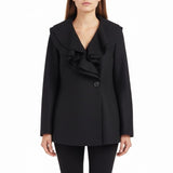 Lafayette 148 Womens Black Wool Ruffled Blazer Button Front Size 6P