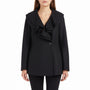 Lafayette 148 Womens Black Wool Ruffled Blazer Button Front Size 6P