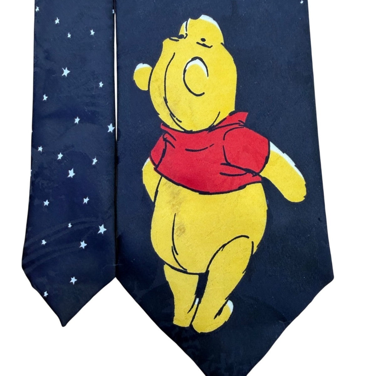 Disney Men’s Black Polyester Winnie The Pooh Necktie Starry Night Prin