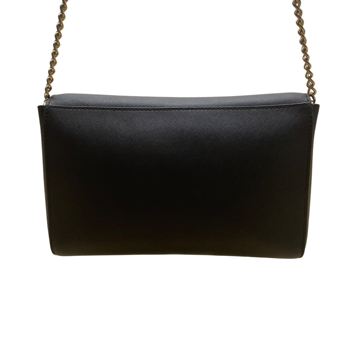 Kate Spade Women’s Black Saffiano Leather Gold Chain Strap Flap Shoulder Bag