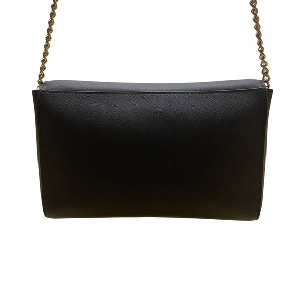 Kate Spade Women’s Black Saffiano Leather Gold Chain Strap Flap Shoulder Bag