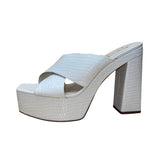 Jessica Simpson Women’s White Faux Croc Skin Platform High Heel Sandals Sz 10M