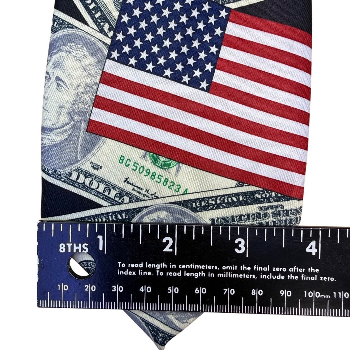 Rene Chagal Mens Multicolor Novelty Money & American Flag Tie